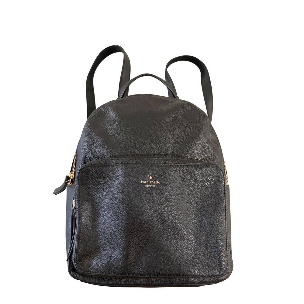 Kate Spade Backpack Womens Medium Black Pebbled Leather Gold Hardware‎ Authentic